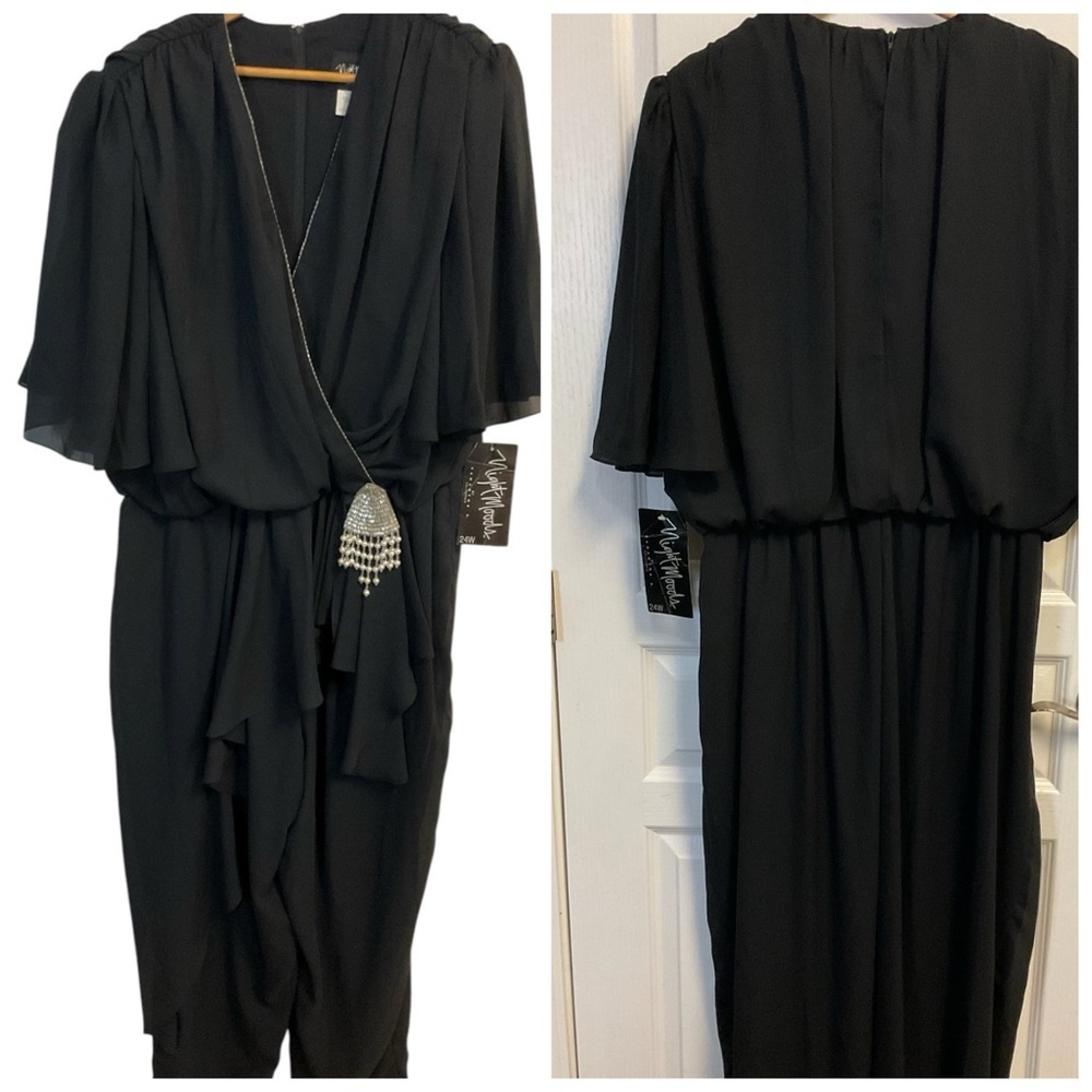 Vintage Elegant Black Jumpsuit with Draped Design